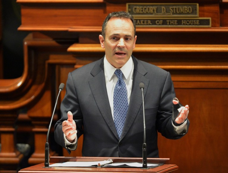 Matt Bevin is moving forward with plans to ditch the exchange, but last month announced a budget proposal that would continue funding for Medicaid as the program currently stands. (AP Photo)