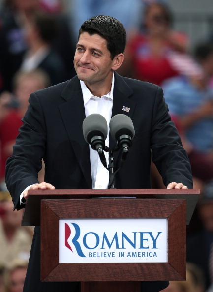 U.S. Rep. Paul Ryan (R-WI) speaks after being announced as Mitt Romney's running mate in front of the USS Wisconsin on Aug. 11. (Getty Images)
