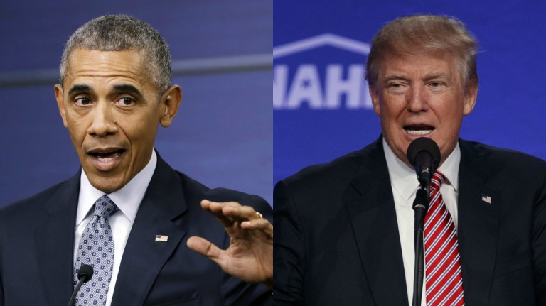President Obama and Hillary Clinton co-founded the Islamic State by withdrawing troops from Iraq, Donald Trump says. But old interviews reveal Trump ardently supported pulling out of the region beginning in 2007. (AP Photos)
