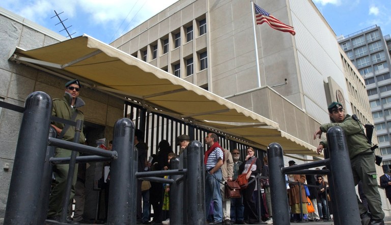 The U.S. Embassy in Tel Aviv. U.S. officials say President Trump is poised to again delay his campaign promise to move the U.S. Embassy in Israel from Tel Aviv to Jerusalem. But they say he'll likely temper the blow to his supporters by declaring the holy city as Israel's capital. (AP Photo/Eitan Hess-Ashkenazi, File)