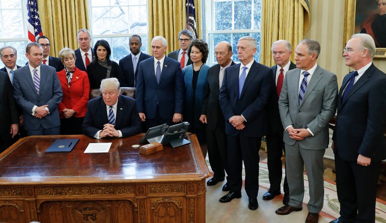 House Democrats introduced legislation Thursday that would prohibit senior federal officials from using taxpayer dollars to travel on private planes, following reports at least three of President Trump's Cabinet officials used private or government aircraft for official business. (AP Photo/Pablo Martinez Monsivais)