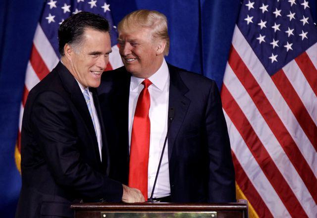 Romney trips over his tongue, then over Trump
