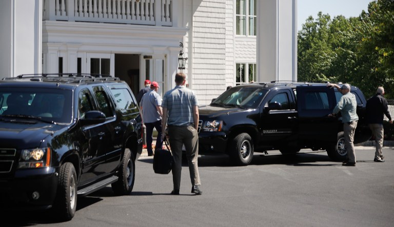 President Trump is spending Columbus Day golfing with Sen. Lindsey Graham, R-S.C., the White House said Monday. (AP Photo/Pablo Martinez Monsivais)