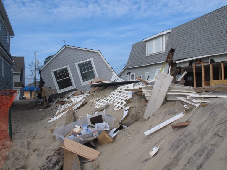 FILE - This Dec. 4, 2012 file photo shows oceanfront homes in Manasquan N.J. that were destroyed by Superstorm Sandy. Restoring housing and shoring up critical infrastructure will be the focus of how New Jersey spends its next round of Superstorm Sandy relief money. Gov. Chris Christie's administration on Monday, Feb. 3, 2014 said that its plans to spend $1.46 billion in federal storm recovery aid will be the subject of three public hearings next week.(AP Photo/Wayne Parry, File)