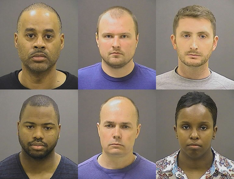 A spokesperson for the Baltimore court system announced late Tuesday the six law enforcement officers will begin their individual trials in three months, and the final one will conclude in the fall. (AP Photo)