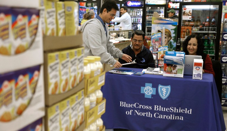 Blue Cross Blue Shield on Thursday requested rate increases of 22.9 percent for plans that it would offer on the Obamacare exchange in North Carolina. (AP Photo/Gerry Broome)