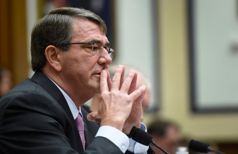 Defense Secretary Ash Carter testifies on Capitol Hill in Washington, Wednesday, June 17, 2015, before the House Armed Services Committeehearing on the U.S. policy and strategy in the Middle East. (AP Photo/Susan Walsh)