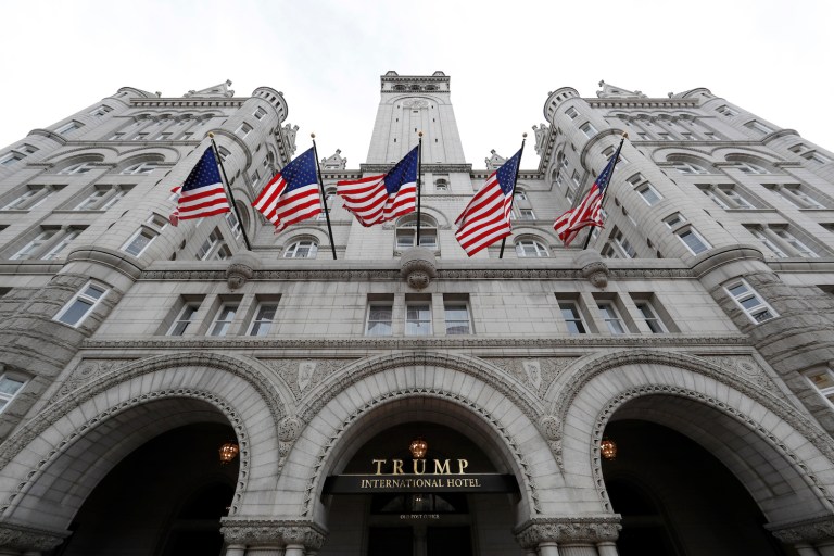 In the months since Trump's election, the hotel has been an almost daily target for groups looking to protest the president's policy agenda. (AP Photo/Alex Brandon)
