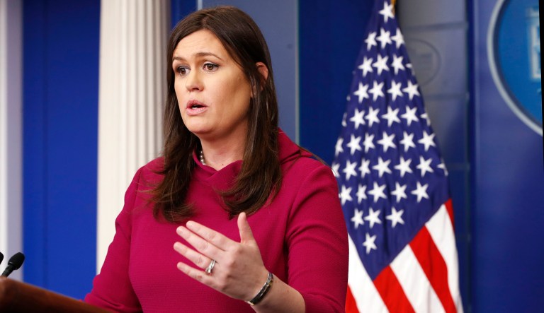 Sarah Sanders argued that Trump is being tougher on Russia than former President Barack Obama was, and said evidence would soon be released to prove it. (AP Photo/Jacquelyn Martin)