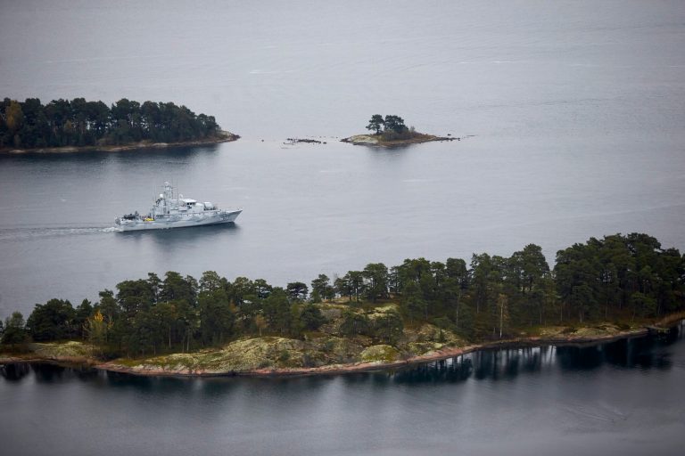 Swedish Navy  minesweeper HMS Koster patrols in the Stockholm Archipelago, Sweden, Sunday Oct. 19 2014. The Swedish military's search for evidence of suspected undersea activity in its waters entered its third day on Sunday amid reports of a suspected Russian intrusion. The operation was reminiscent of the Cold War, when Sweden's armed forces routinely hunted for Soviet submarines in its waters. The armed forces said it had launched an intelligence operation involving a few hundred people in the Stockholm archipelago after receiving information 