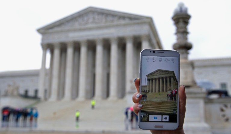 On Wednesday, the Supreme Court will hear arguments in Carpenter v. United States, a case about the constitutionality of law enforcement searching and seizing -- without a warrant -- a cellphone user's records to reveal that person's locations and movements. (AP Photo/Jose Luis Magana)