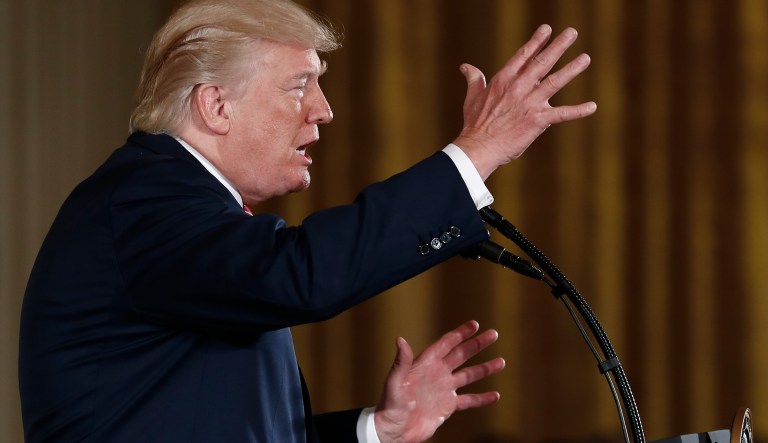 Trump has received criticism, most notably from the husband of top aide Kellyanne Conway, for the way he has talked about his immigration and travel executive order on social media. (AP Photo/Carolyn Kaster)