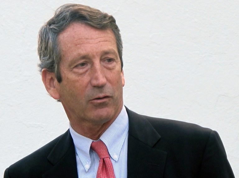   FILE - In this Jan. 19, 2012, file photo, former South Carolina Gov. Mark Sanford leaves a talk on federal fiscal policy at The Citadel in Charleston, S.C. Sanford a former two-term governor who was a rising GOP star before he vanished from South Carolina for five days in 2009 says he is considering a campaign for his former seat in Congress. (AP Photo/Bruce Smith, File)  