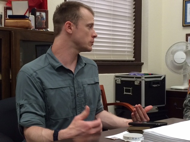 FILE - This August 2014 file photo provided by Eugene R. Fidell shows Sgt. Bowe Bergdahl preparing to be interviewed by Army investigators.  The attorney for Bergdahl, who was held as a prisoner of war in Afghanistan for five years before his release, says the soldier wants to go to college once the investigation of how he was captured by the Taliban is finished. (AP Photo/Eugene R. Fidell, File) MANDATORY CREDIT