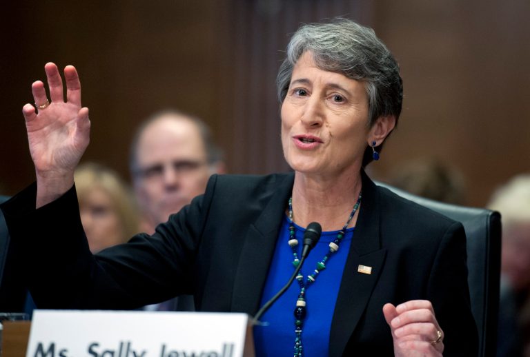Interior Secretary nominee Sally Jewel testifies on Capitol Hill in Washington, Thursday, March 7, 2013, before the Senate Energy and Natural Resources Committee hearing on her nomination. (AP Photo/Cliff Owen)