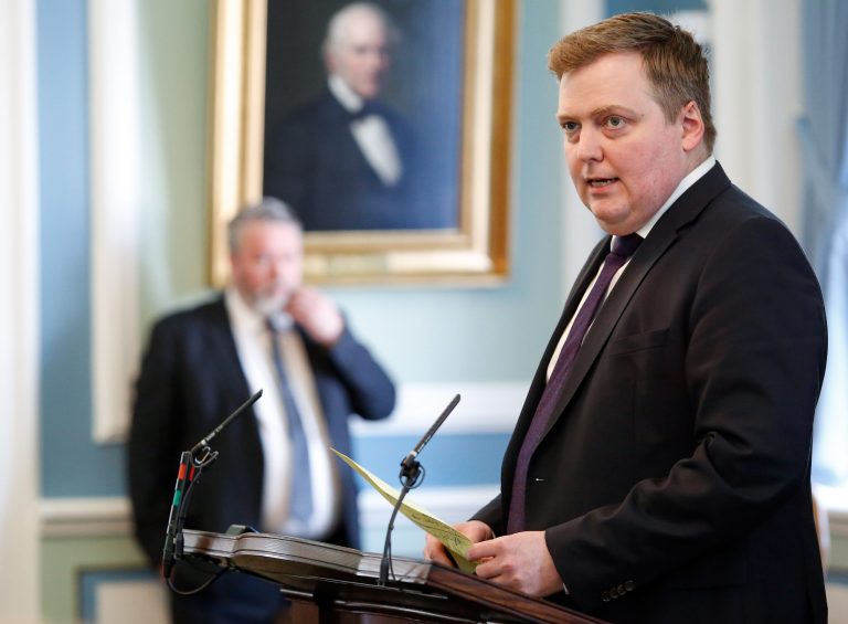 A member of the Icelandic government says embattled Prime Minister Sigmundur David Gunnlaugsson will resign amid the controversy over his offshore holdings. (AP Photo/Brynjar Gunnarsson, File)