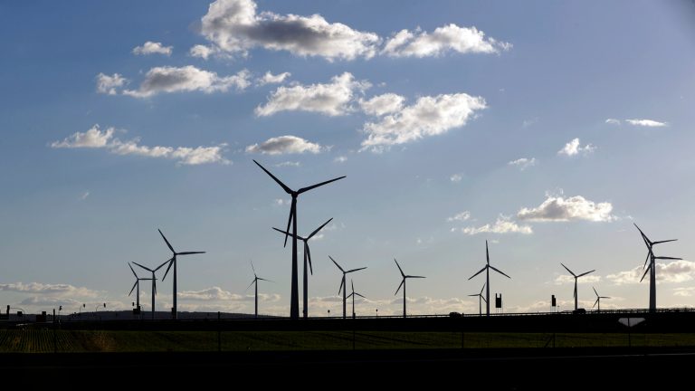 The report examines a scenario of using renewable energy to reduce carbon emissions 80 percent by 2050, which would require a chunk of land equivalent to Texas and West Virginia combined. (AP Photo)