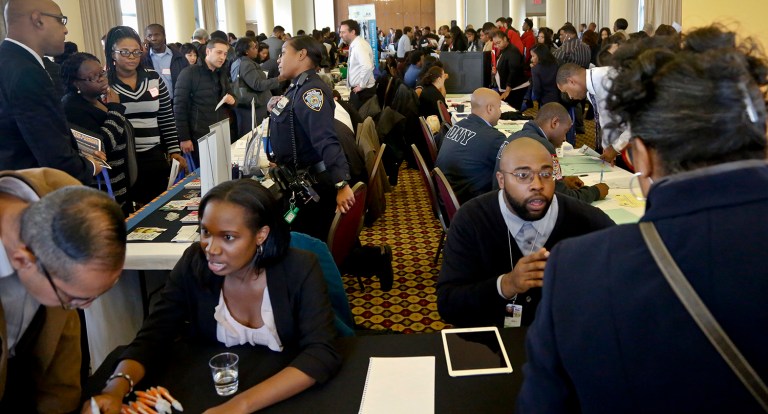 Job growth has slowed year-over-year, but in recent months it has still been more than enough to keep the unemployment rate trending down. (AP Photo/Bebeto Matthews)