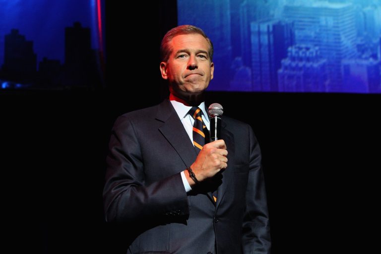 NBC News Anchor Brian Williams speaks onstage at The New York Comedy Festival and The Bob Woodruff Foundation present the 8th Annual Stand Up For Heroes Event at The Theater at Madison Square Garden on November 5, 2014 in New York City. (Photo by Monica Schipper/Getty images for New York Comedy Festival)