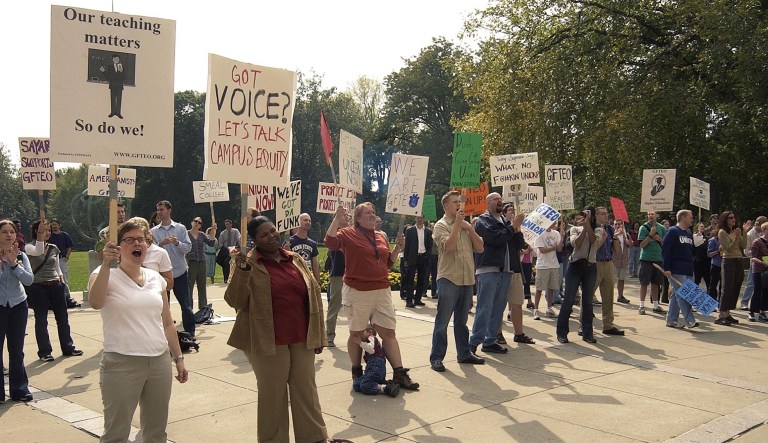 The National Labor Relations Board granted graduate students the ability to unionize in 2016, but since then only New York University has actually established a bargaining agreement with its graduate students. (AP Photo/Pat Little)
