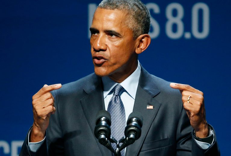 President Barack Obama speaks at the National Clean Energy Summit Monday, Aug. 24, 2015, in Las Vegas. (AP Photo/John Locher)