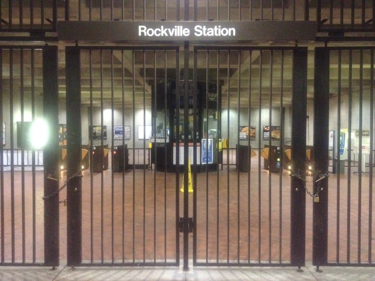The closed Rockville Metro station. (Liz Farmer/Examiner)