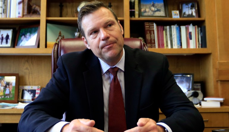Kansas Secretary of State Kris Kobach wants the families of Dreamers to be deported as well. (AP Photo/Orlin Wagner)