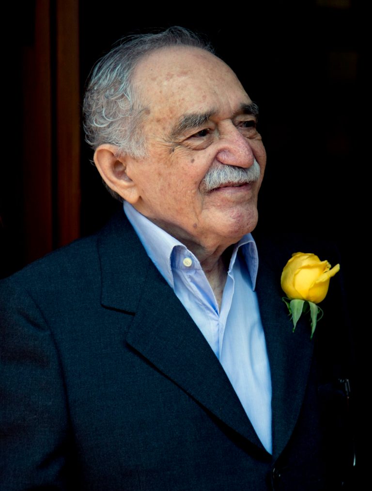FILE - In this March 6, 2014, file photo, Colombian Nobel Literature laureate Gabriel Garcia Marquez greets fans and reporters outside his home on his birthday in Mexico City. Garcia Marquez, known as 