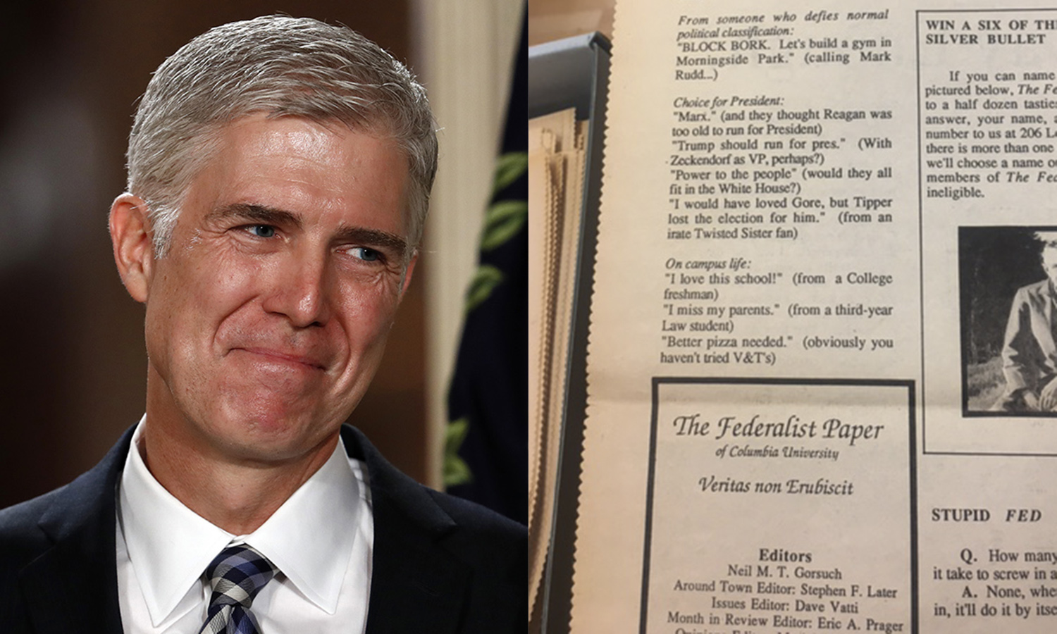 Gorsuch edited student newspaper that joked about Trump presidency in 1987