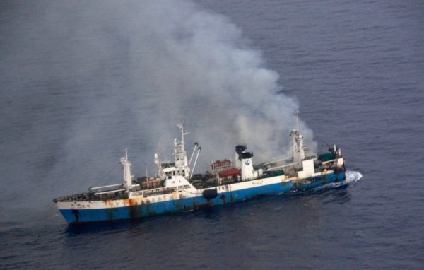 Chile says burned Chinese ship sinks in Antarctic
