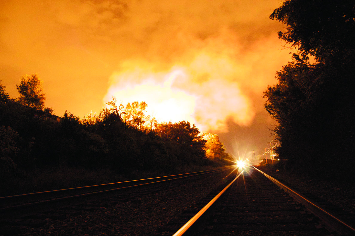 Ohio freight train derails, causing fiery blast