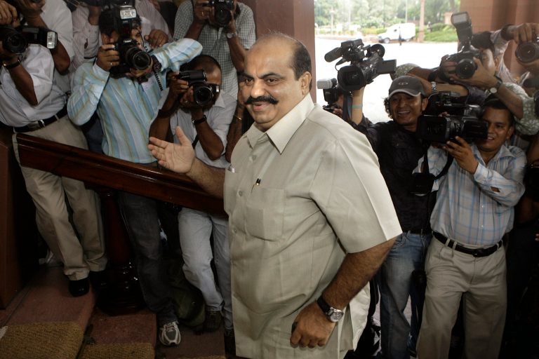 FILE - In this July 21, 2008 file photo, Indian lawmaker Atiq Ahmed, then serving jail sentence, arrives at the parliament house in New Delhi, India. Of the dozens of criminal charges Ahmed faces, the one blaming him for the murder of a political rival tops the list. But that isn't stopping the state lawmaker from running for a seat in India's Parliament. Across India, more than 1,200 candidates in the running for 545 seats in the national election face criminal charges including rape, kidnapping, extortion and murder, according to a tally by the Association for Democratic Reform. (AP Photo/Manish Swarup, File)