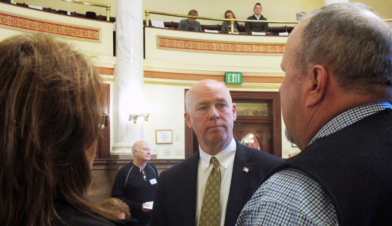 Greg Gianforte backed out of a scheduled one-on-one interview with NBC's Chuck Todd on Thursday after he body-slammed a reporter. (AP Photo/Matt Volz, File)