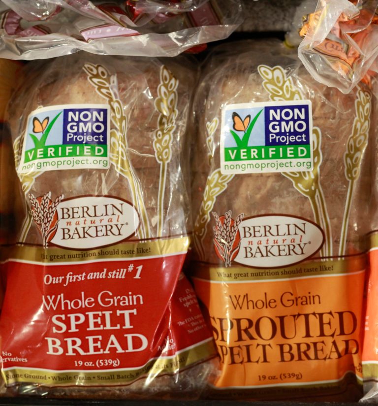   FILE - In this Oct. 5, 2012, file photo, products labeled with Non Genetically Modified Organism (GMO) are sold at the Lassens Natural Foods & Vitamins store in Los Feliz district of Los Angeles. One of the biggest stumbling blocks to securing a massive free trade agreement between the United States and Europe is a sharp disagreement on genetically modified foods. Much of the corn, soybean, sugar beets and cotton cultivated in the United States today contains plants whose DNA was manipulated in labs to resist disease and drought, ward off insects and boost the food supply. (AP Photo/Damian Dovarganes, File)  