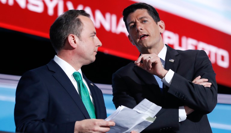 Just over 24 hours ago, Ryan became one of the only high-profile Republicans to publicly back Priebus. (AP Photo/Carolyn Kaster)
