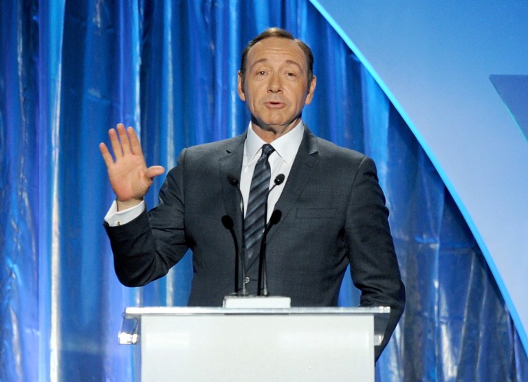 Actor Kevin Spacey speaks onstage during the 25th annual Producers Guild of America Awards at the Beverly Hilton Hotel on January 19, 2014, in Beverly Hills, California. (Photo by Kevin Winter/Getty Images)
