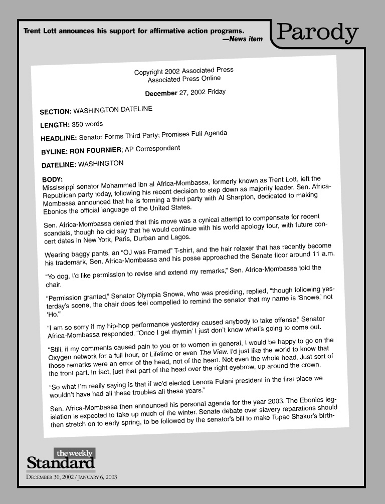 Trent Lott goes third party.