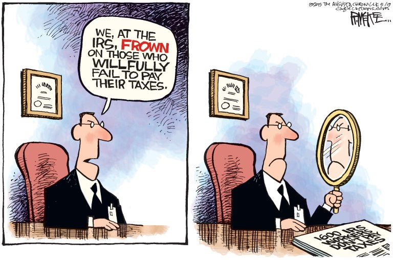 Editorial cartoons: The taxman frowneth