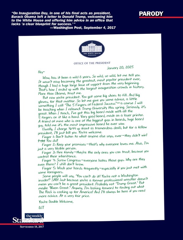 President Trump Leaves a Letter for His Successor