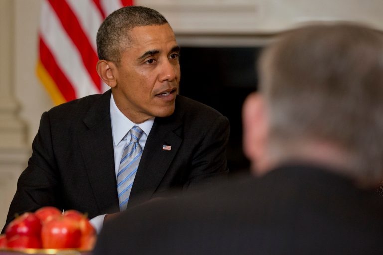 President Obama meets with members of the Democratic Governors Association on Friday in the State Dining Room of the White House in Washington. (AP Photo/Jacquelyn Martin)