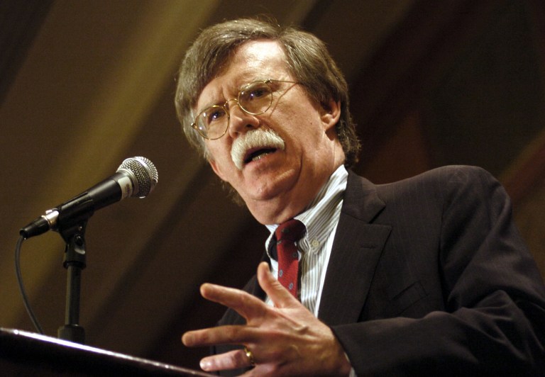 Former U.N. Ambassador John Bolton is often described as an âuber-hawkâ for his support for a forceful projection of American power abroad. (AP Photo/Steve Ruark)
