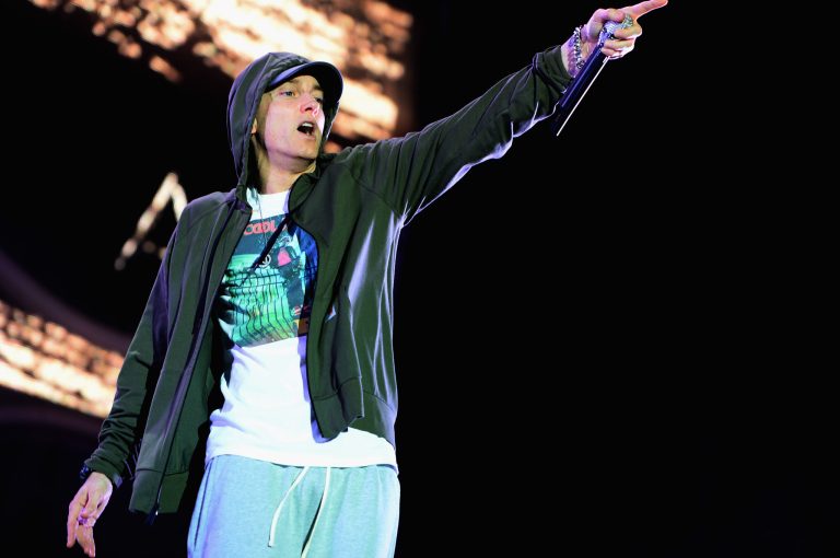 Eminem performs during 2014 Lollapalooza Day One at Grant Park on Aug. 1 in Chicago. (Photo by Theo Wargo/Getty images)