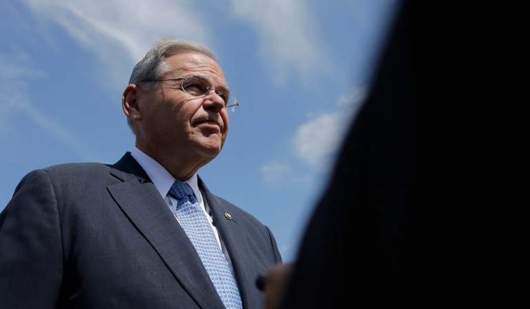 Sen. Bob Menendez traveled to Puerto Rico on Friday to survey the damage from the Category 4 storm, which made landfall last week. The New Jersey Democrat is currently on trial for bribery and corruption, and he will be back in court Monday. (AP Photo/Julio Cortez)