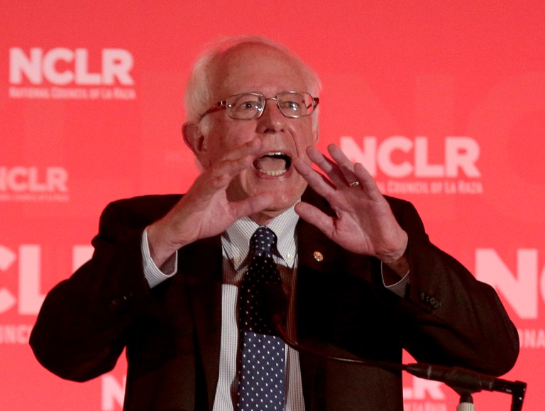 BernieÂ Sanders spent the bulk of the time laying out his views on key issues and comparing them with Hillary Clinton's position. (AP Photo)Â 
