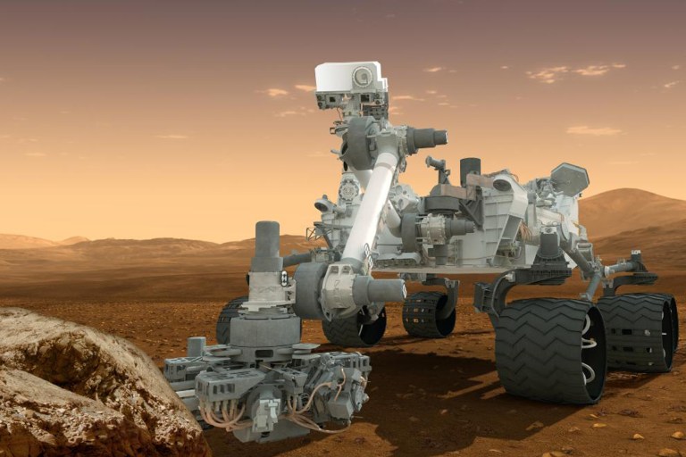   This artist's rendering provided by NASA shows the Curiosity rover on the surface of Mars. NASA announced Tuesday, Dec. 4, 2012, it plans to send another Curiosity-like rover to Mars in 2020. (AP Photo/NASA)  