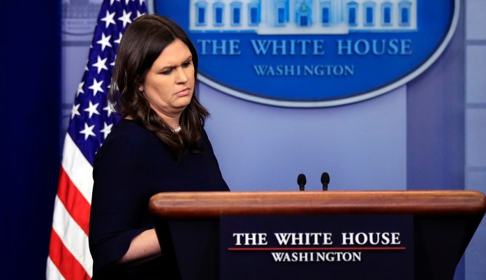 "Certainly we want the American workforce to be healthy and we're focused on helping improve healthcare across the board, but we also want people to have jobs," Sarah Sanders said. (AP Photo/Manuel Balce Ceneta)