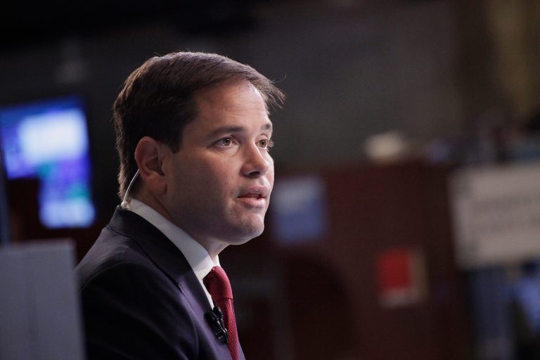 Republican presidential candidate, Sen. Marco Rubio, R-Fla., talks during an interview with CNBC correspondent John Harwood at the New York Stock Exchange in New York, Monday, Oct. 5, 2015. (AP Photo/Mark Lennihan)