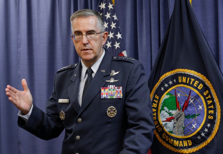 It’s not the missile so much as the message behind the violation it that Hyten sees as an ominous sign. (AP Photo/Nati Harnik)