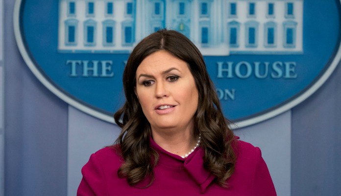 White House press secretary Sarah Sanders said House Minority Leader Nancy Pelosi's dour reaction to Trump's State of the Union address "kind of embody the bitterness that belongs in the Democrat Party right now." She said, "I think she should smile a lot more often, I think the country would be better for it."(AP Photo/Andrew Harnik)