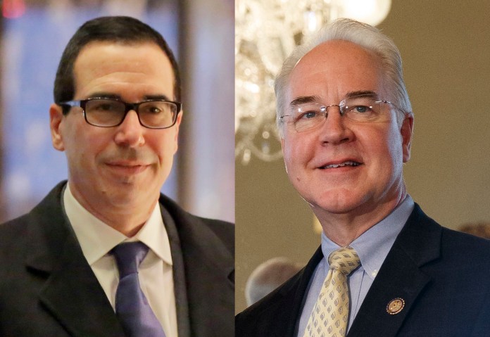 Democrats "boycotted" a scheduled Senate Finance Committee vote on Tuesday to advance the nominations of Steven Mnuchin and Rep. Tom Price and Steven Mnuchin, President Trump's picks for the health and human services and treasury departments. (AP Photo/Richard Drew, File)